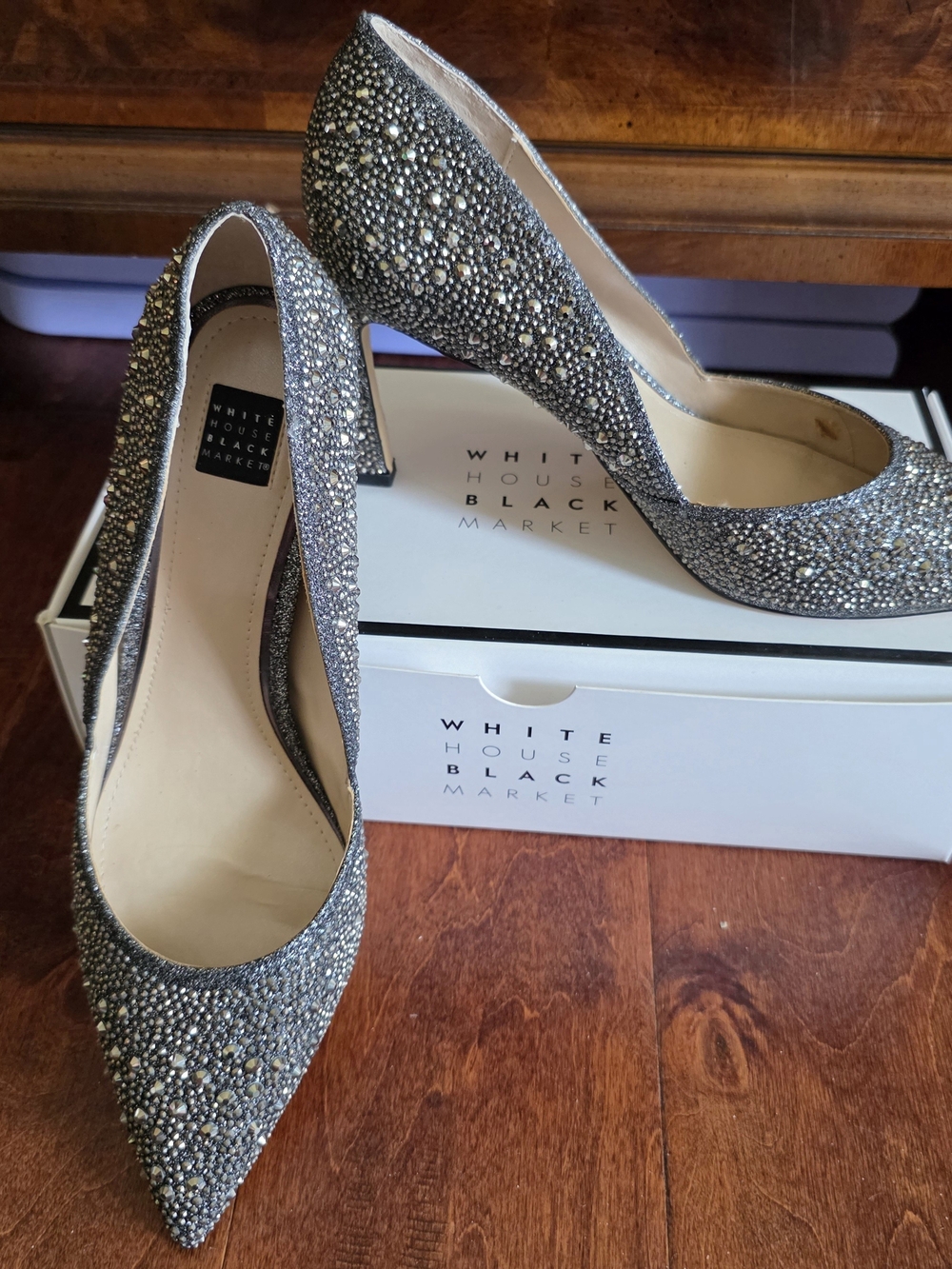 White House Black Market Women's Embellished Evening Pumps - Gunmetal - Picture 5 of 7